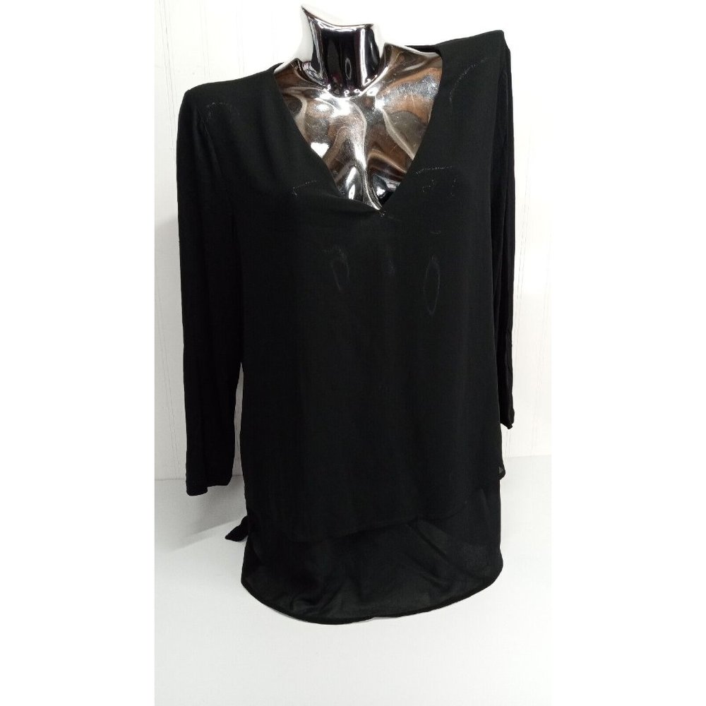BNWT MICHAEL KORS Black Blouse Top Shirt Core of Kors Size Large RV $68.00